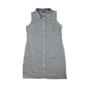 Tommy Hilfiger Sleeveless Shirt Dress – Slate Grey & White Stripe, Size 14